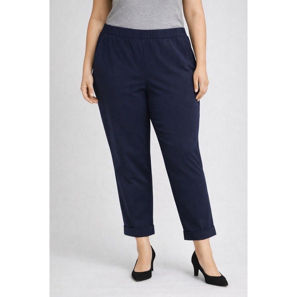 J.Jill Slacks Pants Premium Bi-Stretch Women's 24 Navy Blue Cuffed 28" Inseam